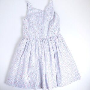 Polo Ralph Lauren Seersucker Striped Rose Floral Print Lined Dress Girls 10